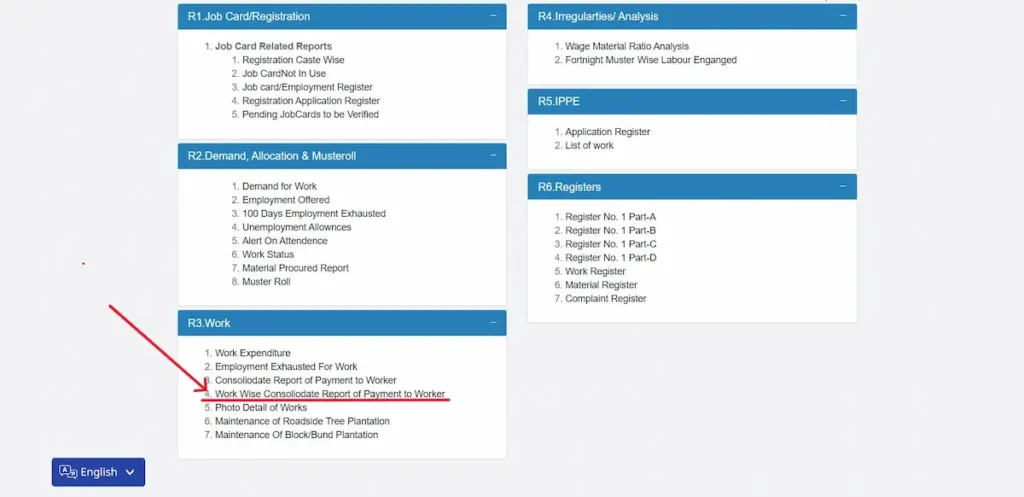 image showing through arrow Consolidate Report of Payment to Worker option.